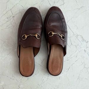 GUCCI Princetown Leather Horsebit Mule in Sweet Chestnut